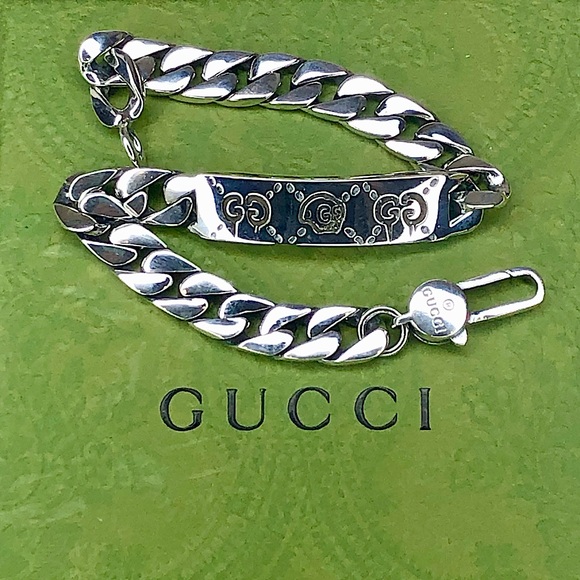 GUCCI Ghost GG Chain Link Sterling Silver 925 Bracelet Sz 20 NIB - Picture 16 of 17